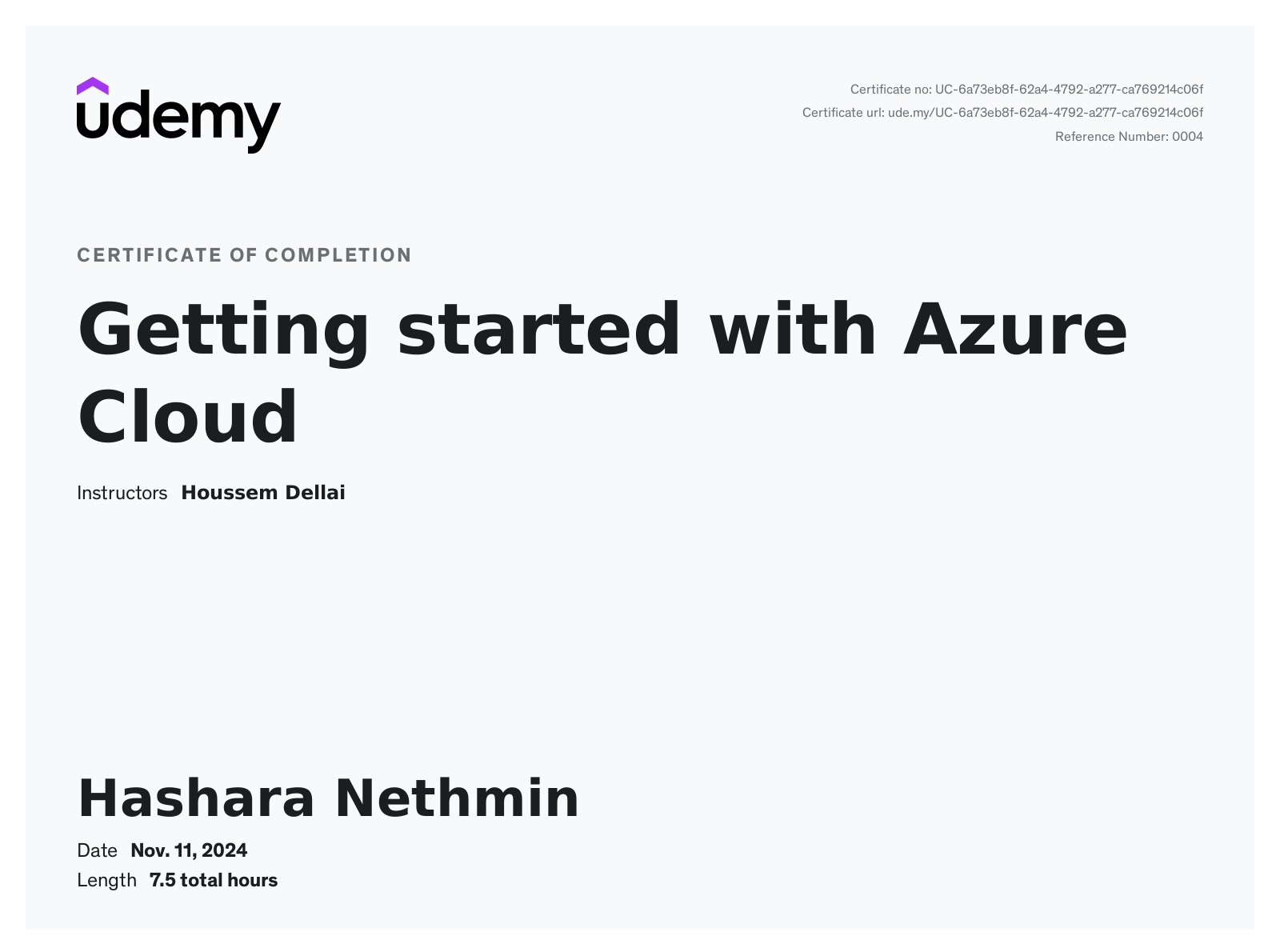Microsoft Azure Getting Started Certificate