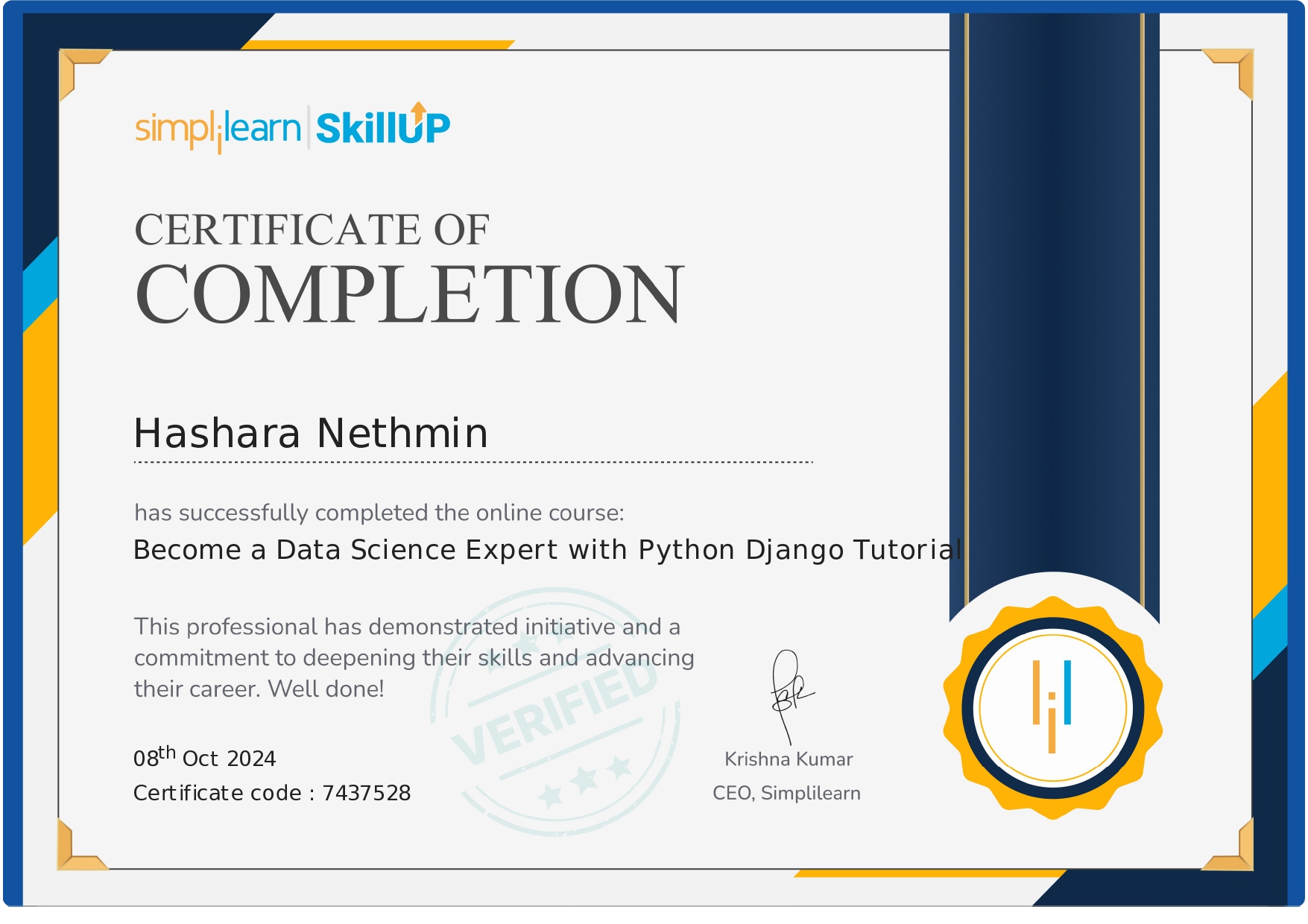 Python Django 101 Certificate